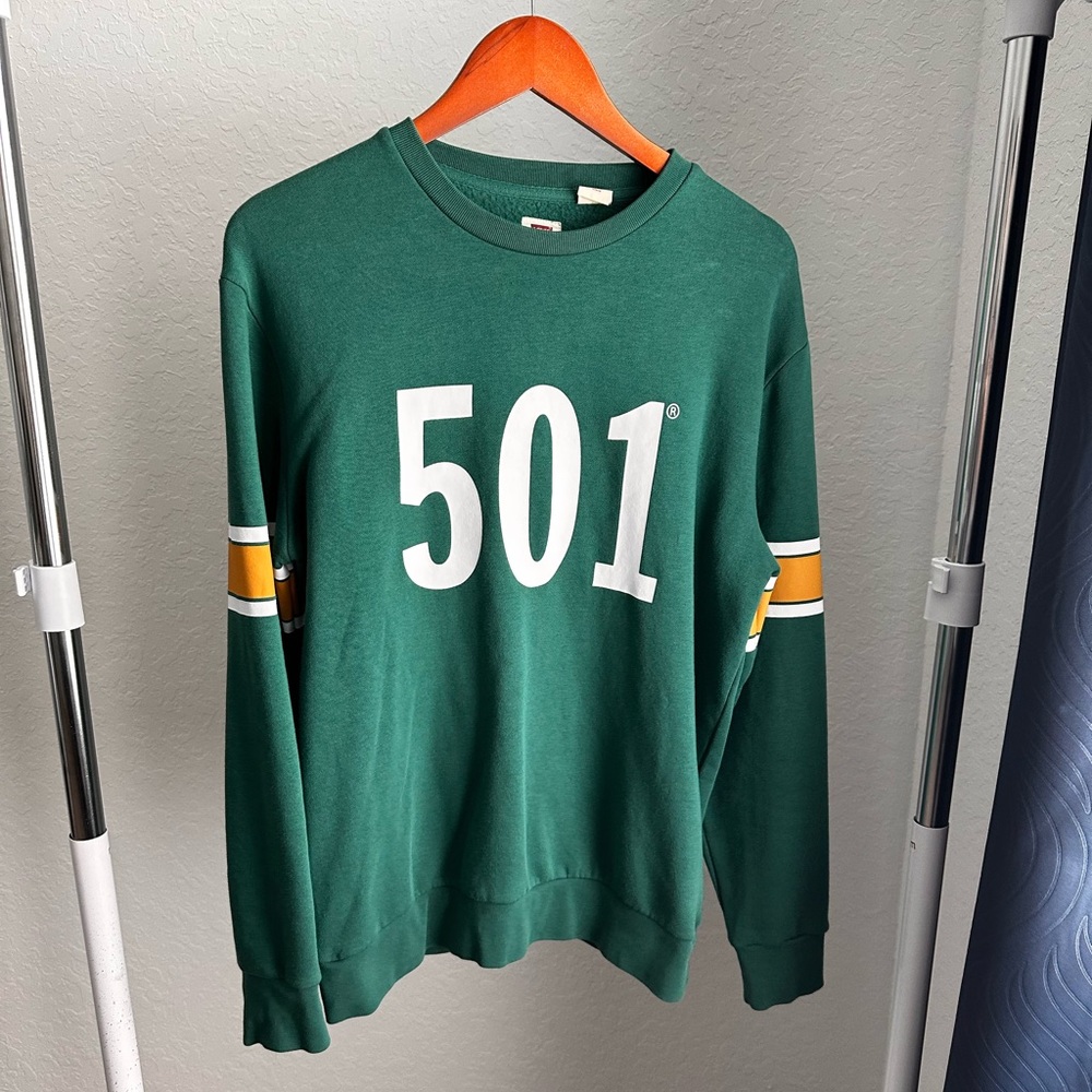 Levi's Green Crewneck Sweater with Bold Graphics
